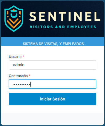 Pantalla de Inicio de Sesión Sentinel