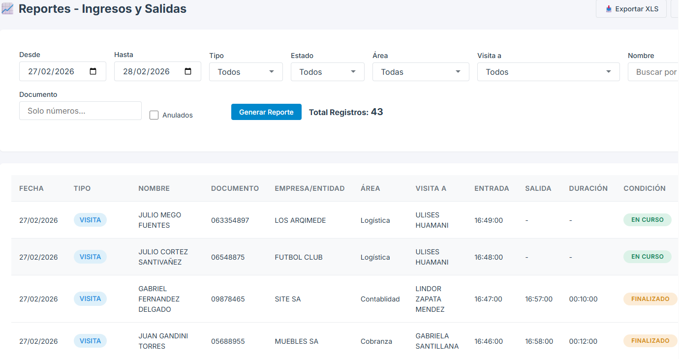 Reporte de Ingresos y Salidas